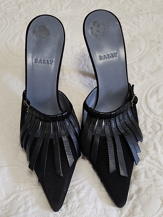 Bally Shoes - Bally Black Pointed-Toe Fringe Mules
